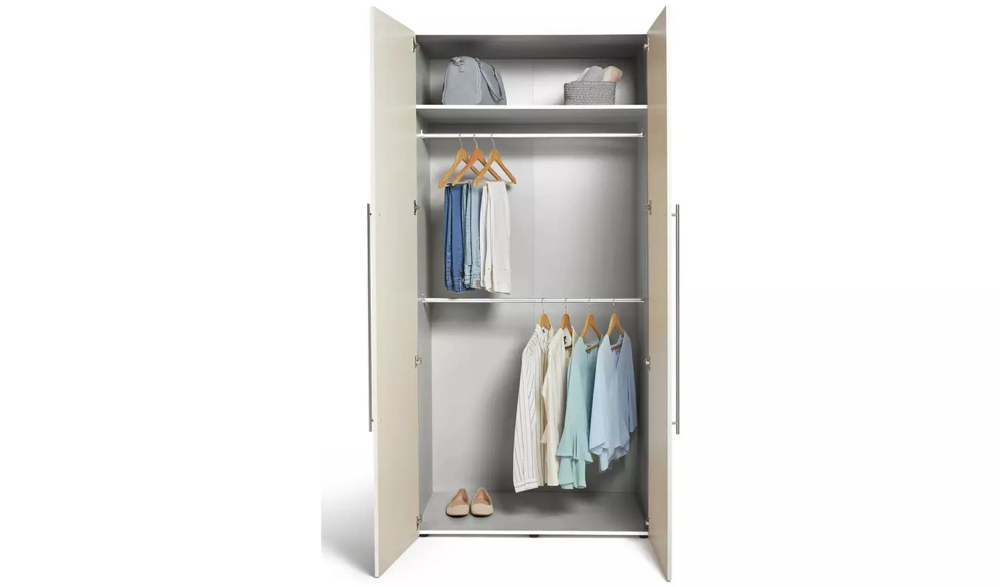Assembled 2 Door Tall Wardrobe - Grey